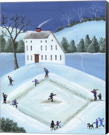 Framed Snow Ball Baseball Print