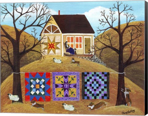 Framed Mama&#39;s Corgi Quilt Farm Print