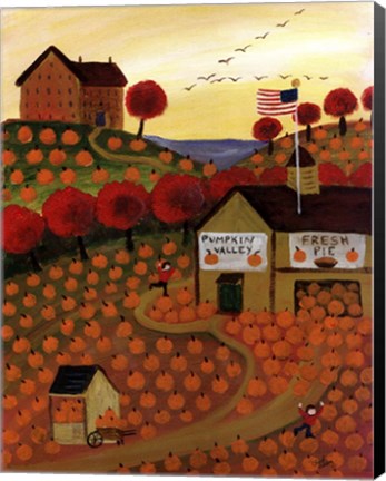 Framed Americana Pumpkin Valley and Homemade Pie Print