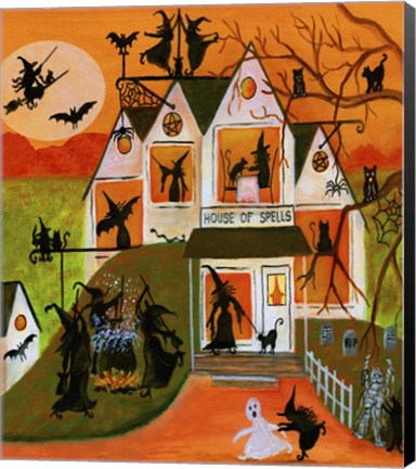 Framed Halloween House of Spells Print