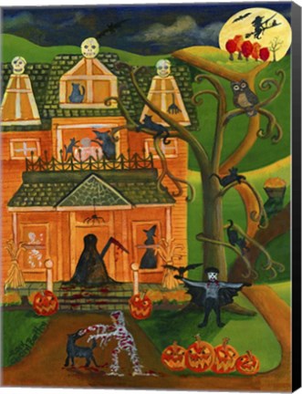 Framed Halloween Skull House Print