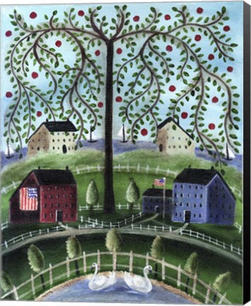 Framed American Salt Box Village Print