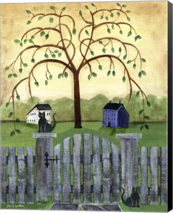 Framed Couintry Cats under Willow Tree Print