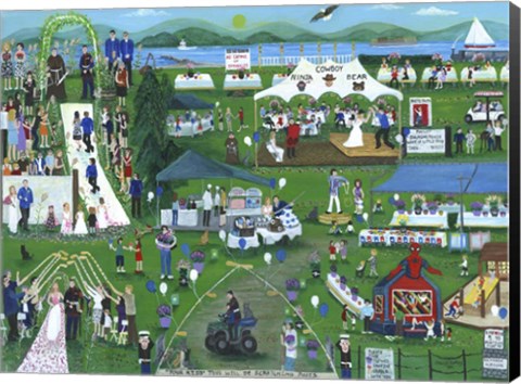 Framed Folk Art Wedding Party Print