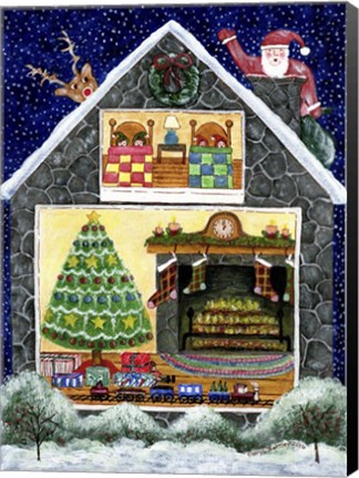 Framed Santa Reindeer Christmas Eve Visit Print