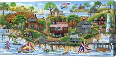 Framed Mermaid Village by the Sea Print