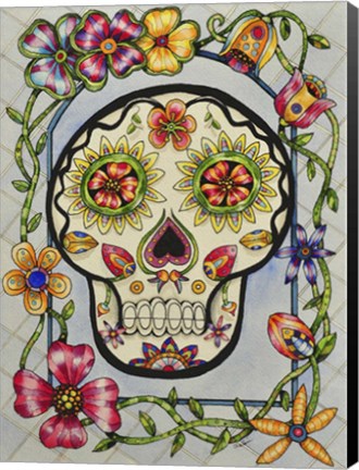 Framed Dia de los Muerton con Flores Print