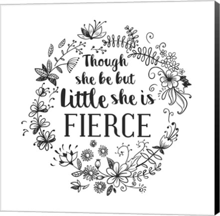 Framed Though She Be But Little - Wreath Doodle White Print