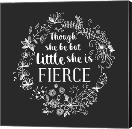 Framed Though She Be But Little - Wreath Doodle Gray Print