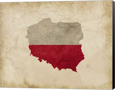 Framed Map with Flag Overlay Poland Print