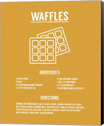 Framed Waffle Recipe White on Yellow Print