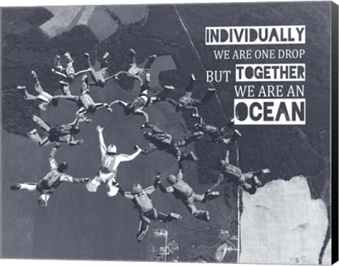 Framed Together We Are An Ocean - Skydiving Team Grayscale Print