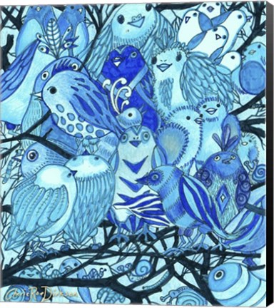Framed Blue Bird Montage Print