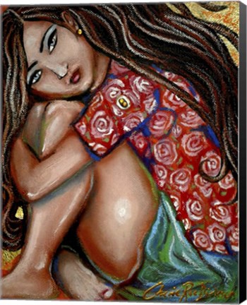 Framed Girl in Thought Print