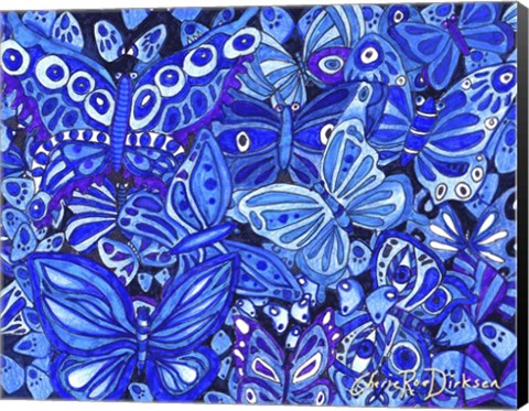 Framed Indigo Butterfly Collage Print