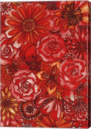 Framed Red Flower Collage Print