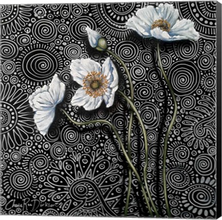 Framed White Poppies 1 Print