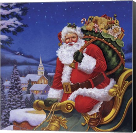 Framed Roof Top Santa Print