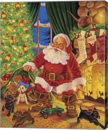 Framed Santa Pups Print