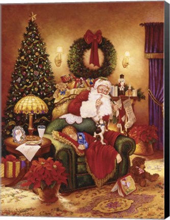 Framed Santa Sleeping Print