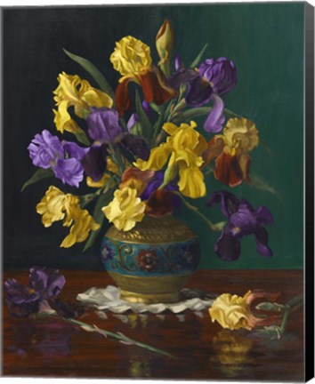 Framed Iris in Cloisonne Vase Print