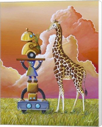 Framed Robots On Safari Print