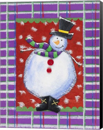 Framed Happy Snowman in Boots Print