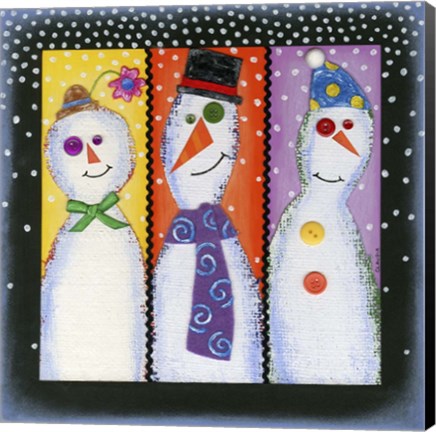 Framed Three Tall Snowmen Print