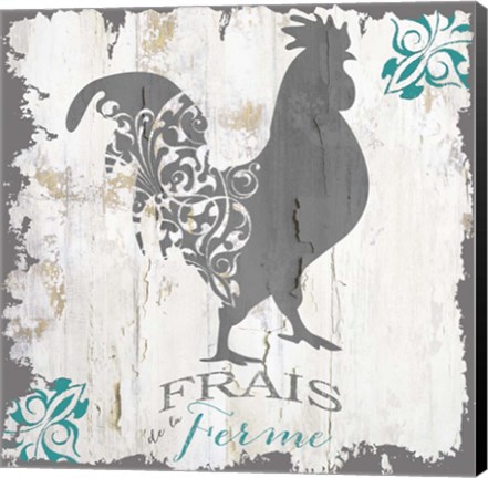Framed Ferme Teal 1 Print
