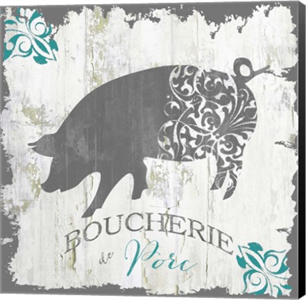 Framed Ferme Teal 2 Print