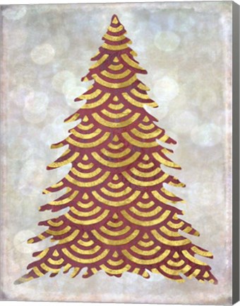 Framed Decorated Red and Gold Xmas Tree Print