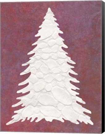 Framed Snowy Fir Tree on pink Print