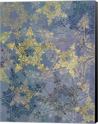 Framed Star Pattern Blue and Gold Print