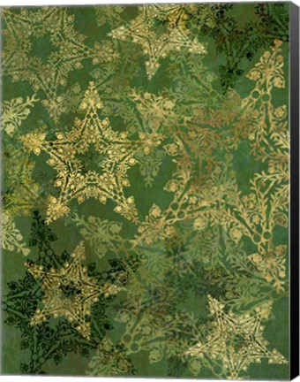 Framed Star Pattern Green and Gold Print