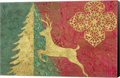 Framed Xmas Tree and Deer Print