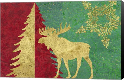 Framed Xmas Tree and Moose Print