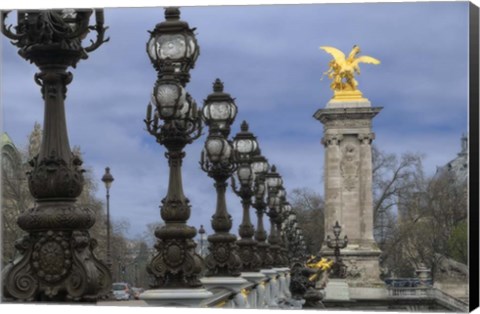 Framed Art Nouveau Lamps Posts on Pont Alexandre III - I Print