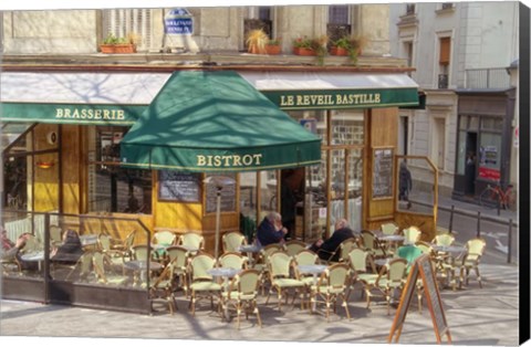 Framed Bistro and Brasserie Le Reveil Bastille Print