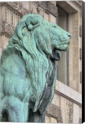 Framed Lion Statue Of The Lions Gate Of The Louvre Print