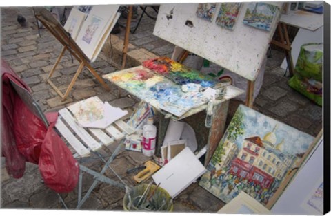 Framed Monmartre Artist Working On Place du Tertre III Print