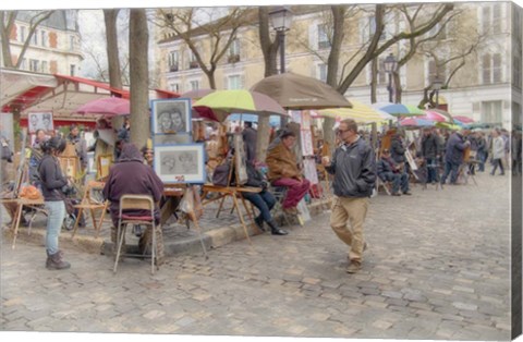 Framed Monmartre Artist Working On Place du Tertre IV Print