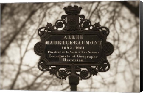 Framed Paris Street Name Sign Print