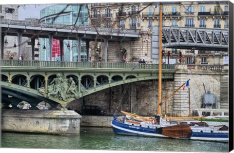 Framed Pont de Bir Hakeim With Boat Print
