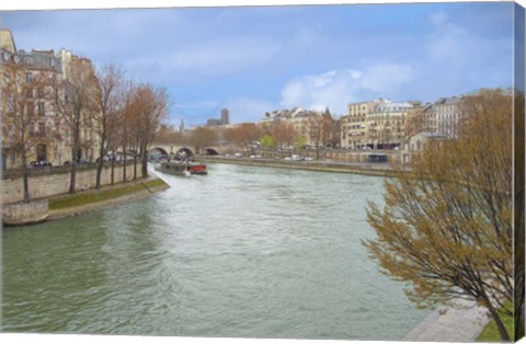 Framed Seine River In Paris Center Print