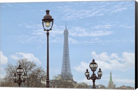 Framed Street Lamps And Eiffel Tower Print