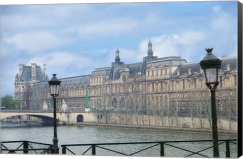 Framed Louvre Palace And Seine River Print