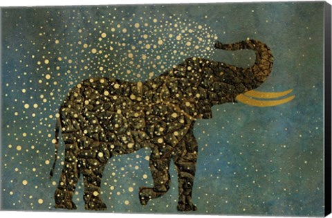 Framed Gold Spraying Elephant Print