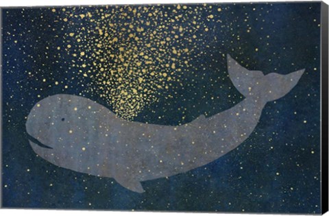 Framed Gold Spraying Whale Print