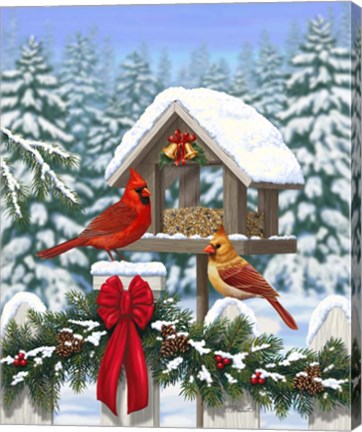 Framed Cardinals Christmas Feast Print