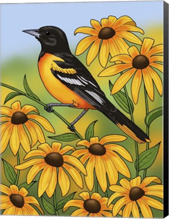 Framed State Birds And Flowers MD Print